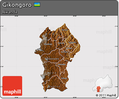Physical Map of Gikongoro, cropped outside