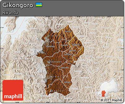 Physical Map of Gikongoro, lighten