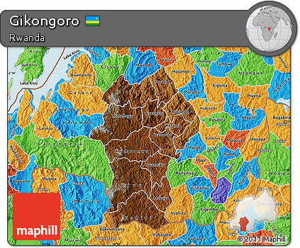 Physical Map of Gikongoro, political outside