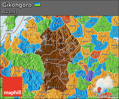 Physical Map of Gikongoro, political outside