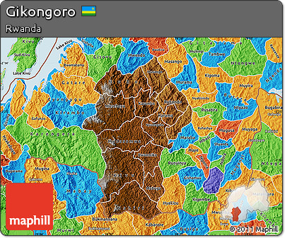Physical Map of Gikongoro, political outside