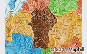 Physical Map of Gikongoro, political shades outside