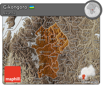 Physical Map of Gikongoro, semi-desaturated