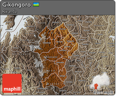 Physical Map of Gikongoro, semi-desaturated