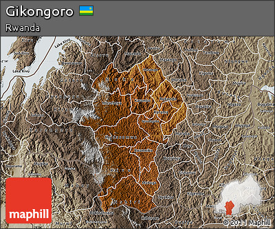 Physical Map of Gikongoro, semi-desaturated