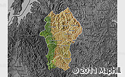 Satellite Map of Gikongoro, darken, desaturated