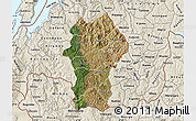 Satellite Map of Gikongoro, shaded relief outside