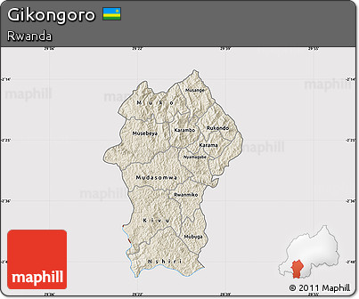 Shaded Relief Map of Gikongoro, cropped outside