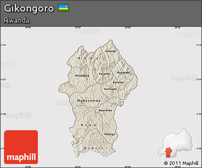 Shaded Relief Map of Gikongoro, cropped outside