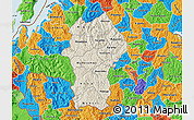 Shaded Relief Map of Gikongoro, political outside