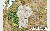Shaded Relief Map of Gikongoro, satellite outside