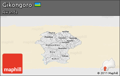 Classic Style Panoramic Map of Gikongoro, single color outside