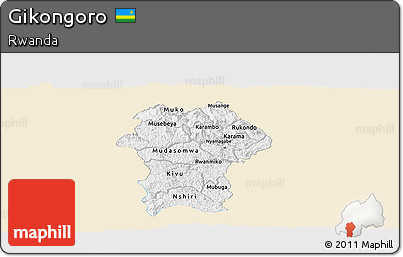 Classic Style Panoramic Map of Gikongoro, single color outside
