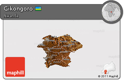 Physical Panoramic Map of Gikongoro, cropped outside