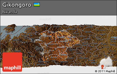 Physical Panoramic Map of Gikongoro, darken