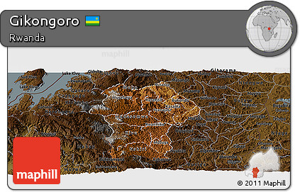 Physical Panoramic Map of Gikongoro, darken