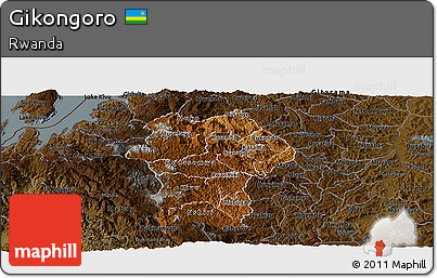 Physical Panoramic Map of Gikongoro, darken