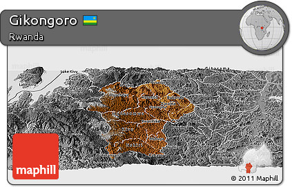 Physical Panoramic Map of Gikongoro, desaturated