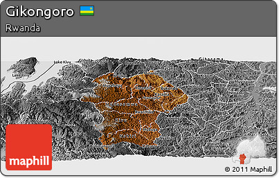 Physical Panoramic Map of Gikongoro, desaturated