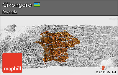 Physical Panoramic Map of Gikongoro, lighten, desaturated