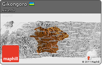 Physical Panoramic Map of Gikongoro, lighten, desaturated