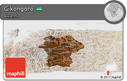 Physical Panoramic Map of Gikongoro, lighten
