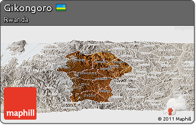 Physical Panoramic Map of Gikongoro, lighten, semi-desaturated