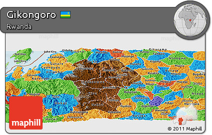 Physical Panoramic Map of Gikongoro, political outside
