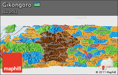 Physical Panoramic Map of Gikongoro, political outside