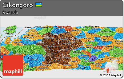 Physical Panoramic Map of Gikongoro, political outside