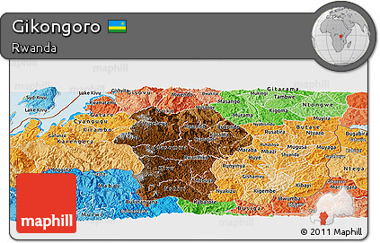 Physical Panoramic Map of Gikongoro, political shades outside