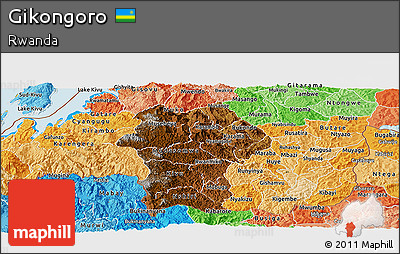 Physical Panoramic Map of Gikongoro, political shades outside