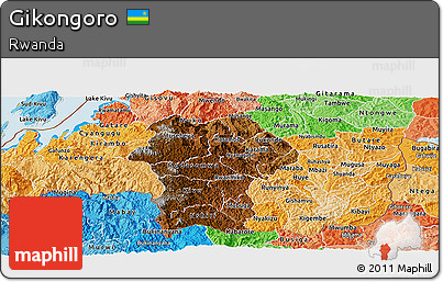 Physical Panoramic Map of Gikongoro, political shades outside