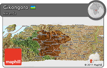 Physical Panoramic Map of Gikongoro, satellite outside