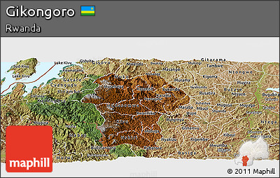 Physical Panoramic Map of Gikongoro, satellite outside