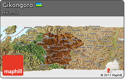 Physical Panoramic Map of Gikongoro, satellite outside
