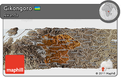 Physical Panoramic Map of Gikongoro, semi-desaturated