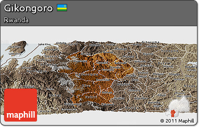 Physical Panoramic Map of Gikongoro, semi-desaturated