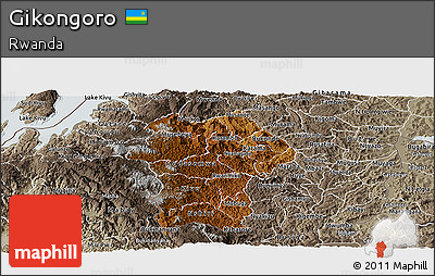 Physical Panoramic Map of Gikongoro, semi-desaturated