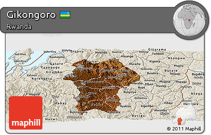 Physical Panoramic Map of Gikongoro, shaded relief outside