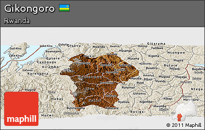 Physical Panoramic Map of Gikongoro, shaded relief outside