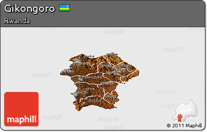 Physical Panoramic Map of Gikongoro, single color outside