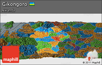 Political Panoramic Map of Gikongoro, darken