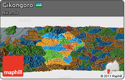Political Panoramic Map of Gikongoro, darken
