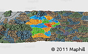 Political Panoramic Map of Gikongoro, darken, semi-desaturated