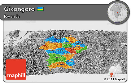 Political Panoramic Map of Gikongoro, desaturated