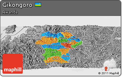 Political Panoramic Map of Gikongoro, desaturated