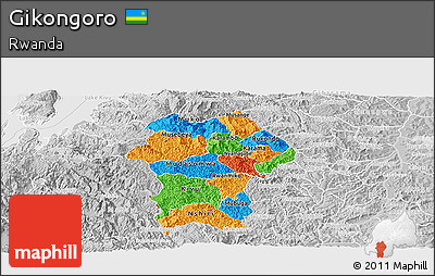 Political Panoramic Map of Gikongoro, lighten, desaturated