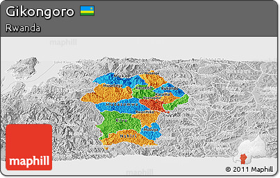 Political Panoramic Map of Gikongoro, lighten, desaturated