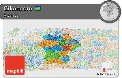 Political Panoramic Map of Gikongoro, lighten